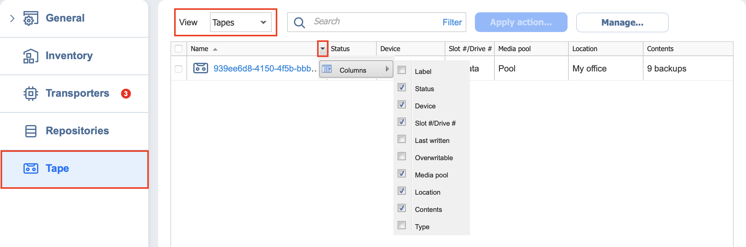 Managing Tape Cartridges